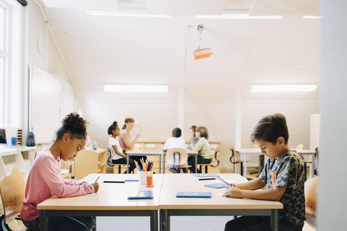 Children sat in classroom